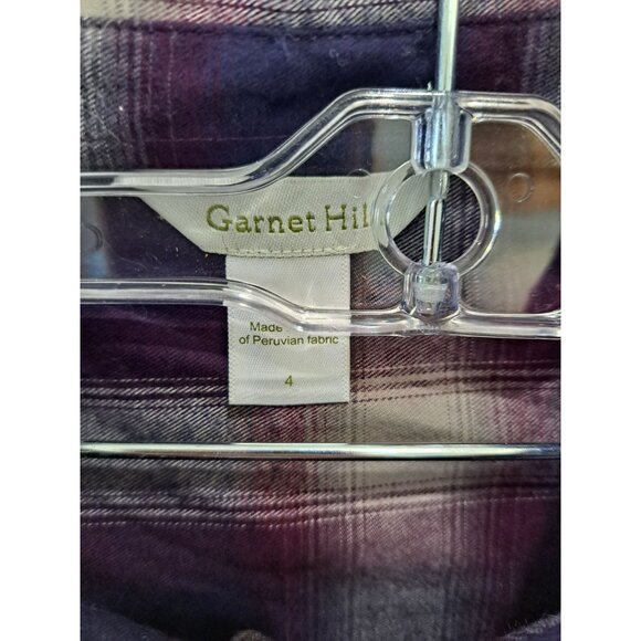 Garnet Hill Womens Plaid Button-Down Shirt Dress Size 4 Organic Pima Cotton - Picture 3 of 10